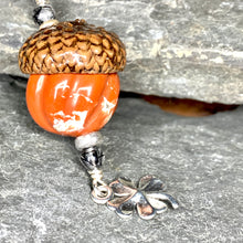 Load image into Gallery viewer, Pumpkin Keyring Acorn Charm w/ Silver Clover

