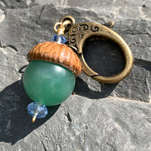 Load image into Gallery viewer, Green Keyring Acorn Charm

