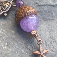 Load image into Gallery viewer, Purple Amethyst Acorn Charm with Copper Star
