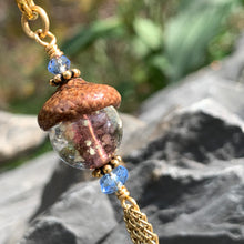 Load image into Gallery viewer, Purple Crystal Keyring Acorn Charm w/ Tassels
