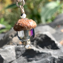 Load image into Gallery viewer, Rainbow Crystal Keyring Acorn Charm
