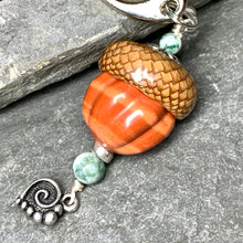 Load image into Gallery viewer, Pumpkin Keyring Acorn Charm w/ Silver Heart
