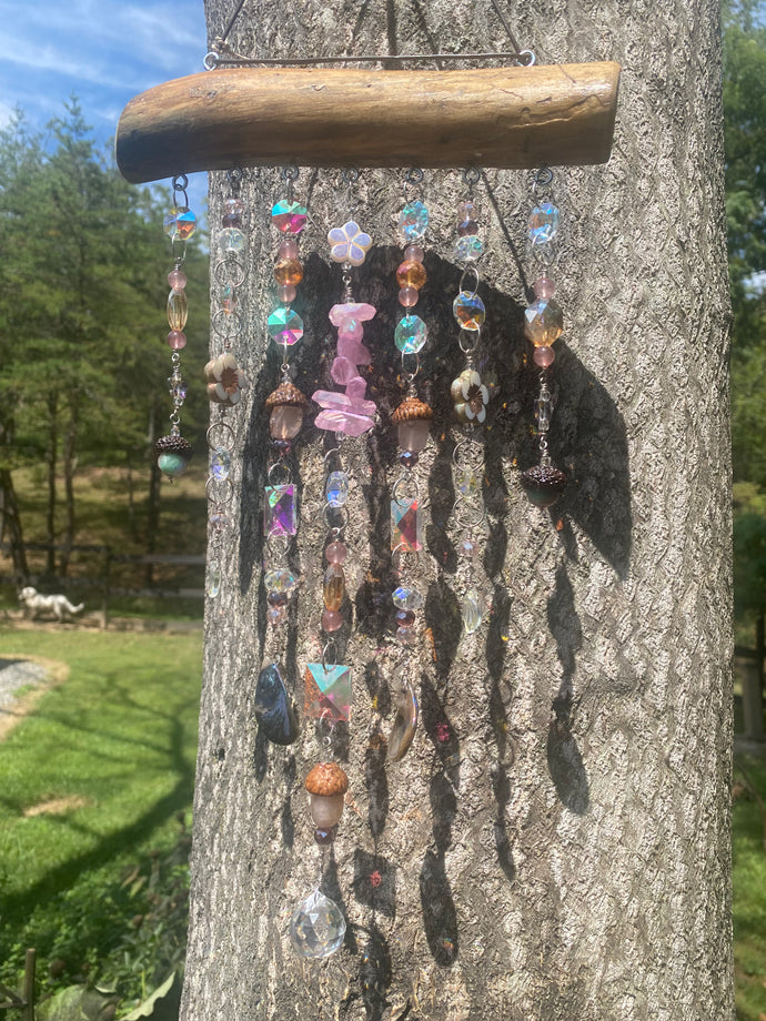 Pink Crystal Acorn Suncatcher