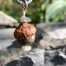 Load image into Gallery viewer, Chocolate Labradorite Keyring Acorn Charm
