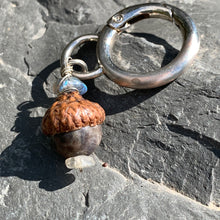 Load image into Gallery viewer, Chocolate Labradorite Keyring Acorn Charm
