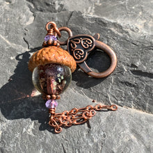 Load image into Gallery viewer, Purple Crystal Keyring Acorn Charm w/ Tassels
