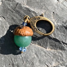 Load image into Gallery viewer, Green Keyring Acorn Charm

