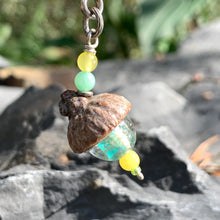 Load image into Gallery viewer, Mini Teal Keyring Acorn Charm

