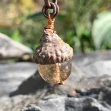 Load image into Gallery viewer, Golden Keyring Acorn Charm
