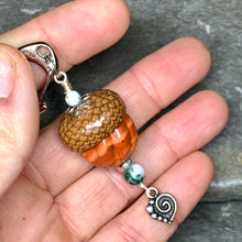 Load image into Gallery viewer, Pumpkin Keyring Acorn Charm w/ Silver Heart
