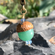 Load image into Gallery viewer, Green Keyring Acorn Charm
