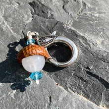 Load image into Gallery viewer, White Moonstone Keyring Acorn Charm
