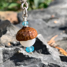 Load image into Gallery viewer, White Moonstone Keyring Acorn Charm
