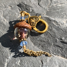 Load image into Gallery viewer, Purple Crystal Keyring Acorn Charm w/ Tassels
