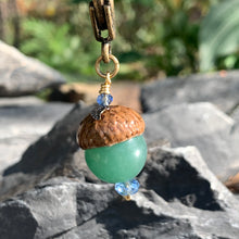 Load image into Gallery viewer, Green Keyring Acorn Charm
