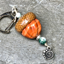 Load image into Gallery viewer, Pumpkin Keyring Acorn Charm w/ Silver Heart
