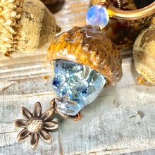Load image into Gallery viewer, Blue Crystal Skull Flower Keyring Acorn Charm
