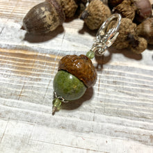 Load image into Gallery viewer, Moss Green Keyring Acorn Charm
