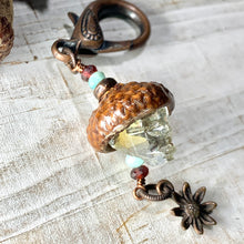 Load image into Gallery viewer, Crystal Skull Flower Keyring Acorn Charm
