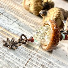Load image into Gallery viewer, Crystal Skull Flower Keyring Acorn Charm
