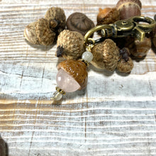 Load image into Gallery viewer, Rose Quartz Keyring Acorn Charm

