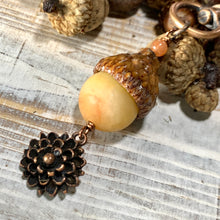 Load image into Gallery viewer, Matt Yellow Jade Keyring Acorn Charm
