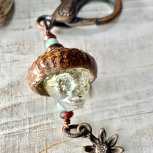 Load image into Gallery viewer, Crystal Skull Flower Keyring Acorn Charm
