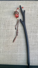 Load image into Gallery viewer, Copper Leaves Hairstick w/ Red Crystal Acorn

