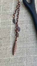 Load image into Gallery viewer, Copper Leaves Hairstick w/ Red Crystal Acorn
