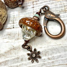 Load image into Gallery viewer, Crystal Skull Flower Keyring Acorn Charm
