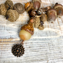 Load image into Gallery viewer, Matt Yellow Jade Keyring Acorn Charm
