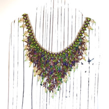 Load image into Gallery viewer, Baroque Pearl Necklace. Blue Waterfall Necklace. Boho Jewelry. Unique Statement Necklace. Handmade. Fringe. Bib. Wedding. CVHWP (Copy) (Copy) (Copy)
