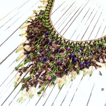 Load image into Gallery viewer, Baroque Pearl Necklace. Blue Waterfall Necklace. Boho Jewelry. Unique Statement Necklace. Handmade. Fringe. Bib. Wedding. CVHWP (Copy) (Copy) (Copy)
