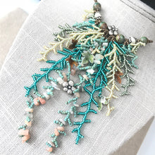 Load image into Gallery viewer, Baroque Pearl Necklace. Blue Waterfall Necklace. Boho Jewelry. Unique Statement Necklace. Handmade. Fringe. Bib. Wedding. CVHWP (Copy)
