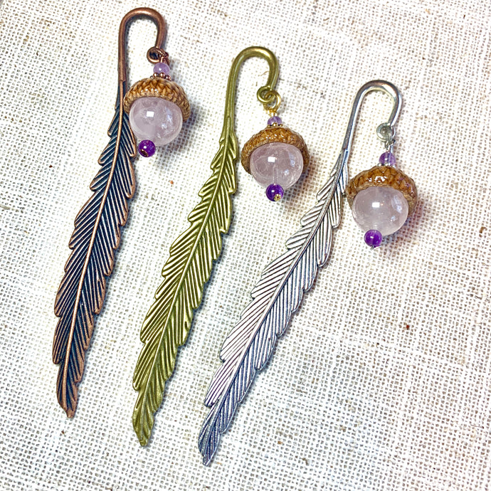 Bookmark: Metal with Acorn Gemstone, Large