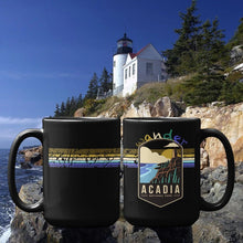 Load image into Gallery viewer, Acadia National Park Mug - Maine Black Coffee Mug 15oz - Coral and Vine Co
