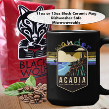 Load image into Gallery viewer, Acadia National Park Mug - Maine Black Coffee Mug 15oz - Coral and Vine Co
