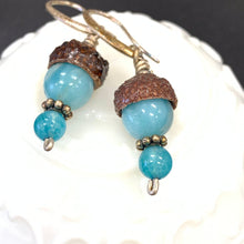 Load image into Gallery viewer, Blue Amazonite Acorn Earrings in Silver - Coral and Vine Co
