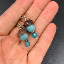 Load image into Gallery viewer, Blue Amazonite Acorn Earrings in Silver - Coral and Vine Co
