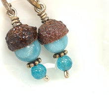 Load image into Gallery viewer, Blue Amazonite Acorn Earrings in Silver - Coral and Vine Co
