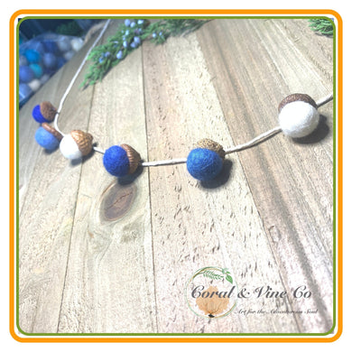 Blue Felt Acorn Garland. - Coral and Vine Co