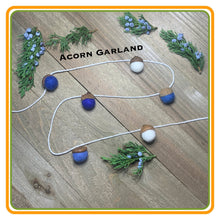 Load image into Gallery viewer, Blue Felt Acorn Garland. - Coral and Vine Co
