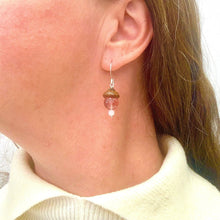 Load image into Gallery viewer, Blue Lapis and Moonstone Acorn Dangle Earrings in Silver - Coral and Vine Co

