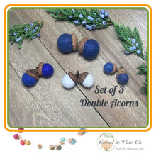 Load image into Gallery viewer, Blue &amp; White Felted Acorns - Coral and Vine Co
