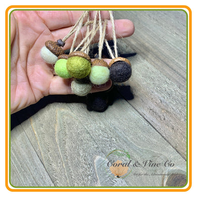 Colorful Garland. Soft Green Acorn Decorations. - Coral and Vine Co