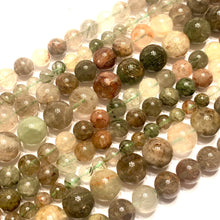 Load image into Gallery viewer, Green Red Rutilated Quartz Gemstone Smooth Round Beads - Coral and Vine Co
