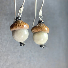 Load image into Gallery viewer, Grey Acorn Earrings with Black Spinal in Silver - Coral and Vine Co
