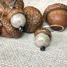 Load image into Gallery viewer, Grey Acorn Earrings with Black Spinal in Silver - Coral and Vine Co
