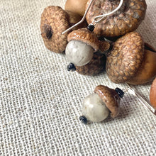 Load image into Gallery viewer, Grey Acorn Earrings with Black Spinal in Silver - Coral and Vine Co
