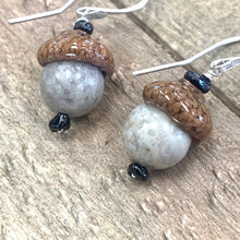 Load image into Gallery viewer, Grey Acorn Earrings with Black Spinal in Silver - Coral and Vine Co
